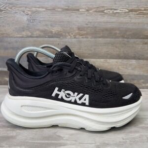 Hoka One One Bondi 9 Women's Size 6.5 Black Athletic Running Shoes 1162012 BWHT